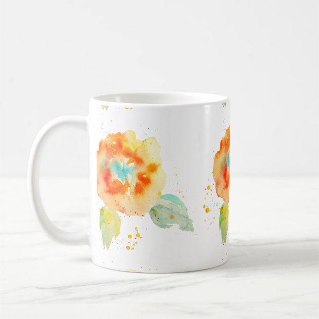 Caneca De Café Pêpias de Aquarela de Pêssego (Esquerda)