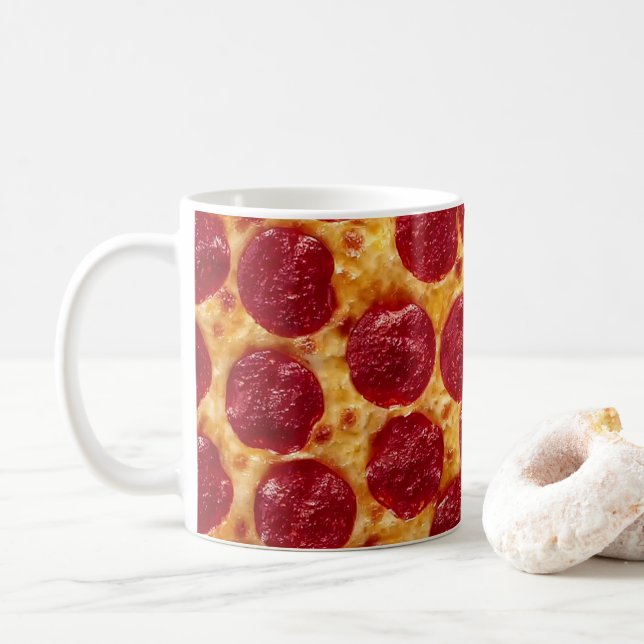 Caneca De Café Pepperoni Pizza Mug (Com Donut)