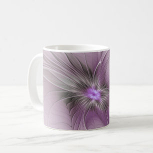 Caneca De Café Pequena Beleza Moderno Cinza Mauve Arte Fractal Fl