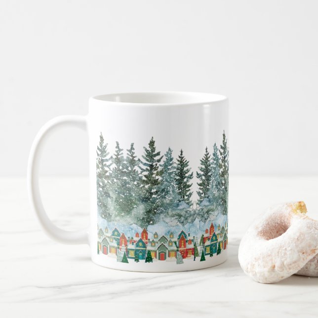 Caneca De Café Pequena cidade em Winter Mug (Com Donut)