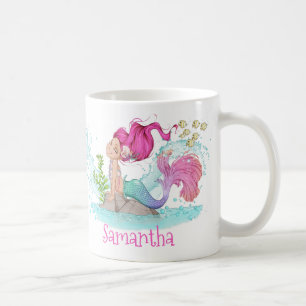Caneca De Café Pequena Sereia Watercolor