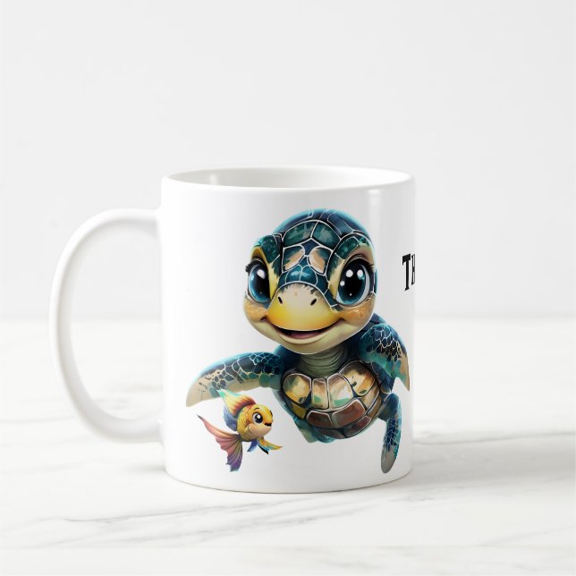 Caneca De Café Pequena tartaruga marinha explorando com sua amiga (Esquerda)
