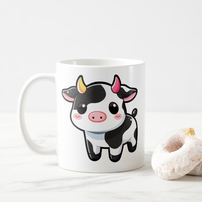 Caneca De Café Pequena Vaca Gelada (Com Donut)