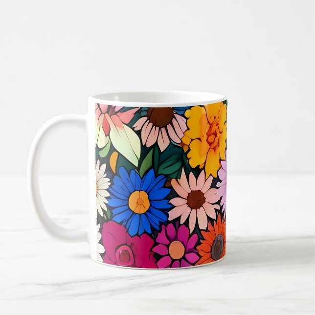 Caneca De Café Pequenas cabeças de flores bonitas (Esquerda)