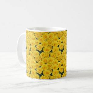 Caneca De Café Pequenas Rosas Amarelas Brilhantes