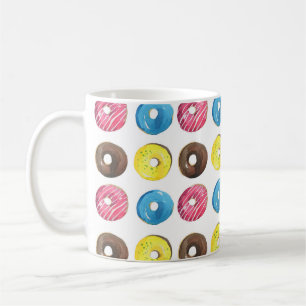 Caneca De Café Pequenas rosquinhas de aquarela, padrão uniforme.