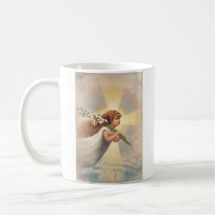 Caneca De Café Pequeno anjo bebê segurando lírios