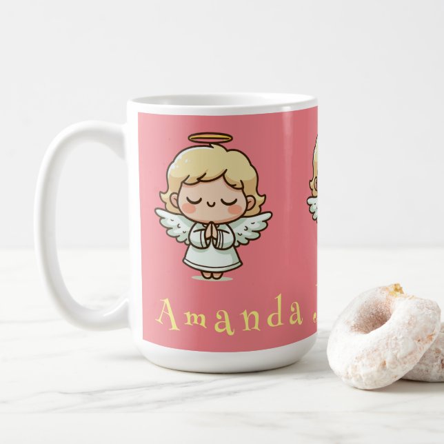 Caneca De Café Pequeno anjo de oração (Com Donut)