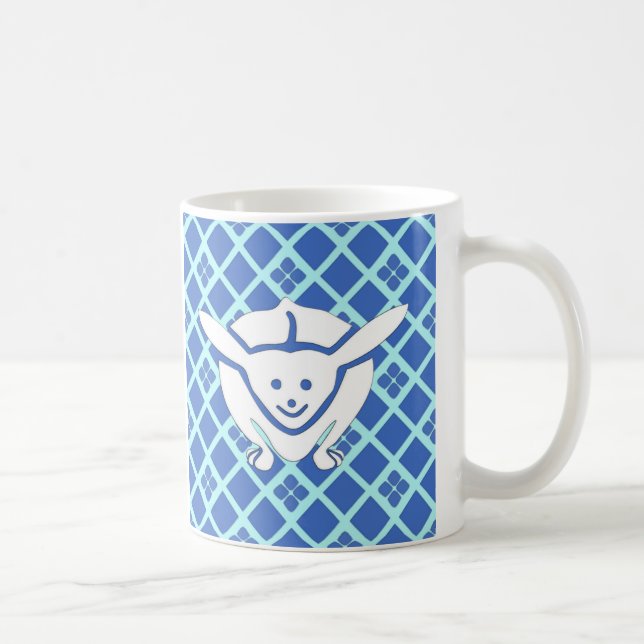 Caneca De Café Pequeno coelho japonês, azul (Direita)