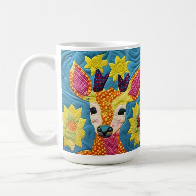 Caneca De Café Pequeno Deer Quilt Como Design (Esquerda)