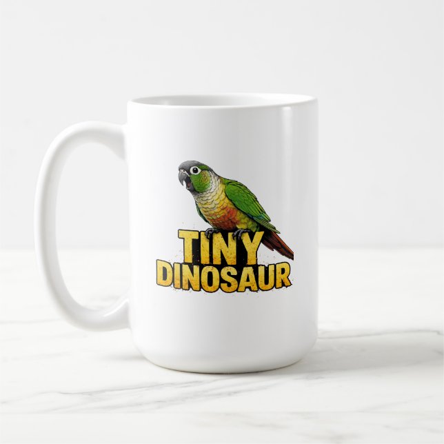 Caneca De Café Pequeno Dinossauro Conure Bochecha Verde (Esquerda)