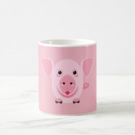 Caneca De Café Pequeno e feliz porco rosa
