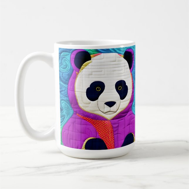 Caneca De Café Pequeno Panda Adorável - Design tipo Quilt (Esquerda)