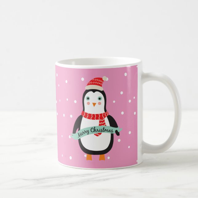 Caneca De Café Pequeno Penquim de Natal bonito, Pesonizado (Direita)