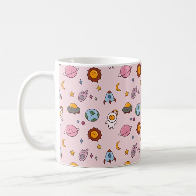 Caneca De Café Pequeno Planeta Desenhado à Mão Fofo (Esquerda)