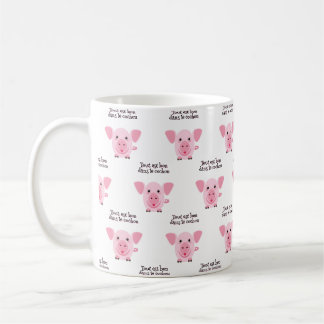 Caneca De Café Pequeno porco rosa feliz e fofo