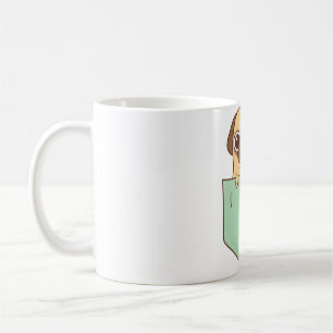 Caneca De Café Pequeno Pug Bonito Em Bolso Verde