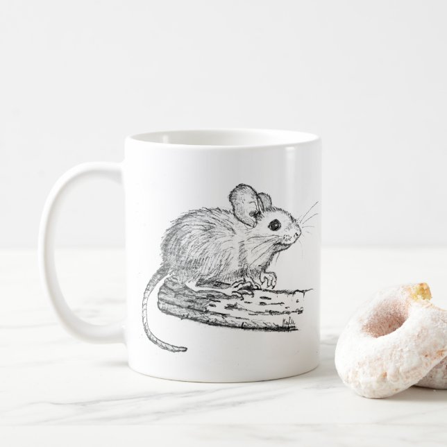Caneca De Café Pequeno Rato Lápis (Com Donut)