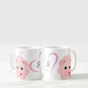 Caneca De Café Pequeno Rosa Bonito, Rosa, Monograma