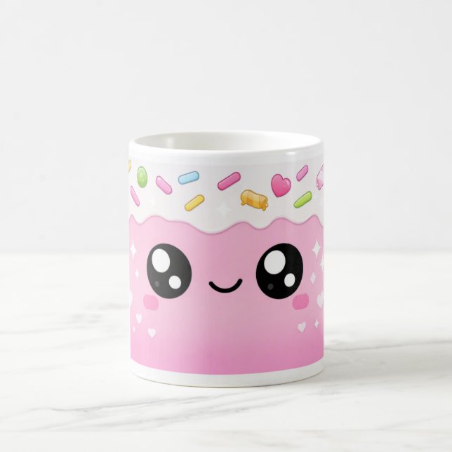 Caneca De Café Pequenos Brilhos & Design de Rosto Sorridente/Rosa (Centro)