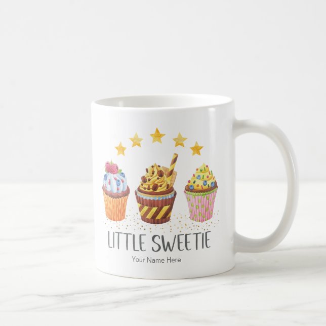 Caneca De Café Pequenos Cupcakes de Aguarela de Cores Vibrantes  (Direita)