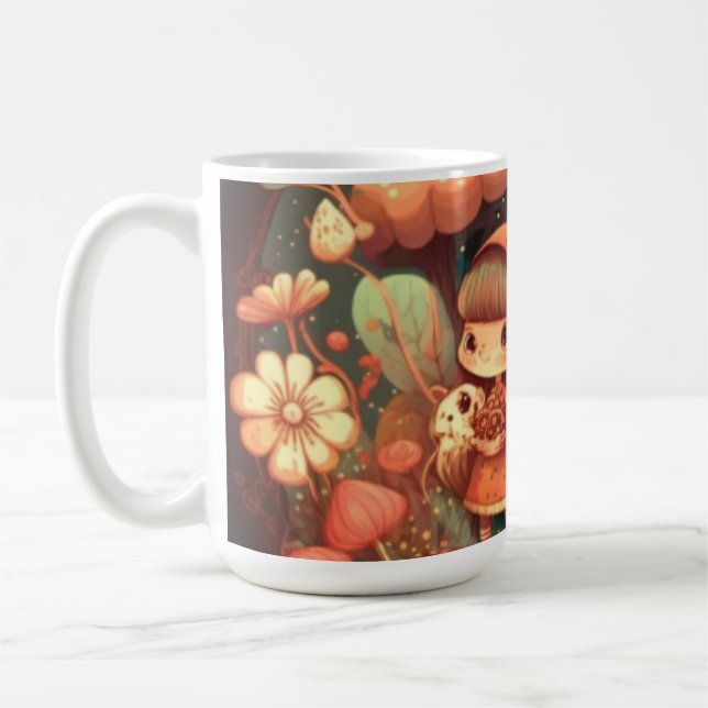 Caneca De Café Pequenos elfos bonitos debaixo dos cogumelos (Esquerda)