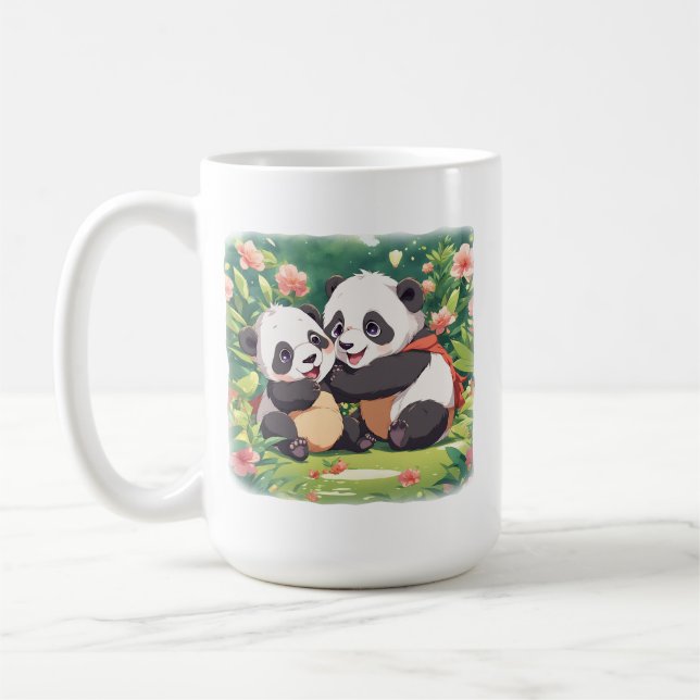 Caneca De Café Pequenos Pandas Brincadinhos - Estilo Animado (Esquerda)