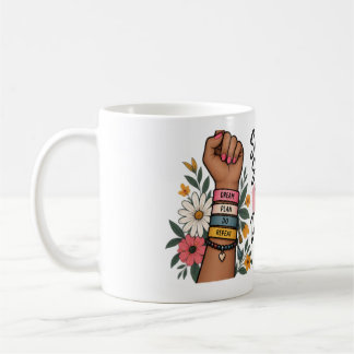 Caneca De Café Pequenos Passos Grandes Sonhos Floral Motivacional