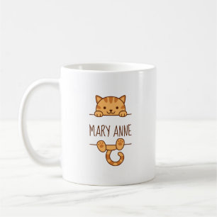 Caneca De Café Pequim de Tabby Laranja atrás do Nome Personalizad
