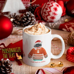 Caneca De Café Pequinês Vestindo Suéter Feio Natal Amante de Cach