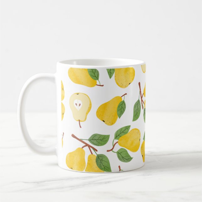 Caneca De Café Pera aquática sem costura. Fruta b (Esquerda)