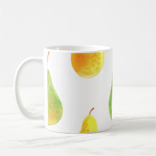 Caneca De Café Peras desenhadas à mão, imagem de comida de aquare