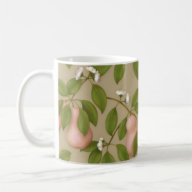 Caneca De Café Pêras Rosas (marrom claro) (Esquerda)