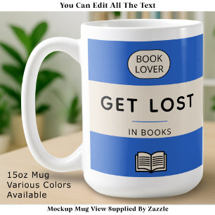 Caneca De Café Perca-se nos Livros Capa de Brochura Vintage Azul