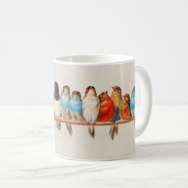 Caneca De Café Perch Antiquado de Aves Hector Giacomelli (Frente Esquerda)