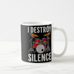 Caneca De Café Percussionista de Bateria Bateristas Eu Destruo Si