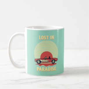 Caneca De Café Perdido no Paraíso – Pôr do Sol de Verão Retro em