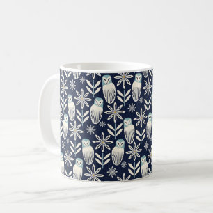 Caneca De Café Perfect Barn Owl - fundo azul