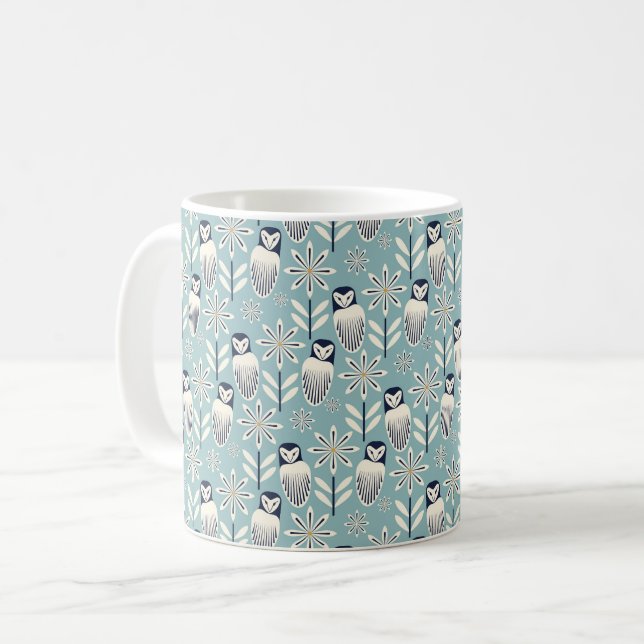 Caneca De Café Perfect Barn Owl - fundo azul claro (Frente Esquerda)