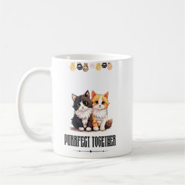 Caneca De Café Perfeitos Juntos – Fofo Casal de Gatos