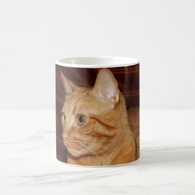 Caneca De Café Perfil do rosto do gato de mesa laranja (Centro)