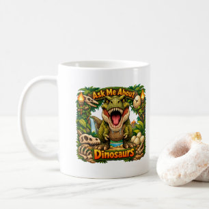 Caneca De Café Pergunte-me sobre Dinossauros – Chocolate Quente  