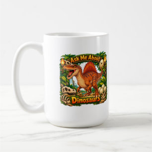 Caneca De Café Pergunte-me sobre Dinossauros Chocolate Quente