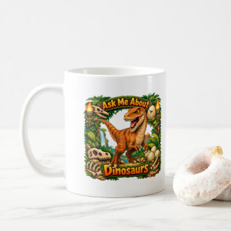 Caneca De Café Pergunte-me sobre Dinossauros | Chocolate Quente |
