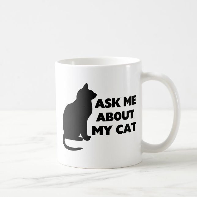 Caneca De Café Pergunte-me sobre meu gato (Direita)