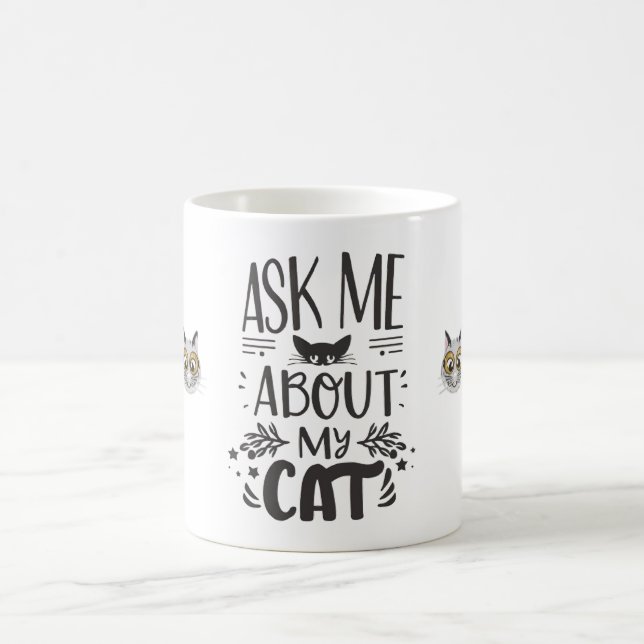 Caneca De Café Pergunte-Me Sobre Meu Gato (Centro)