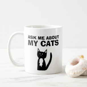 Caneca De Café Pergunte-Me Sobre Meus Gatos, Gatinho De Tuxedo Br