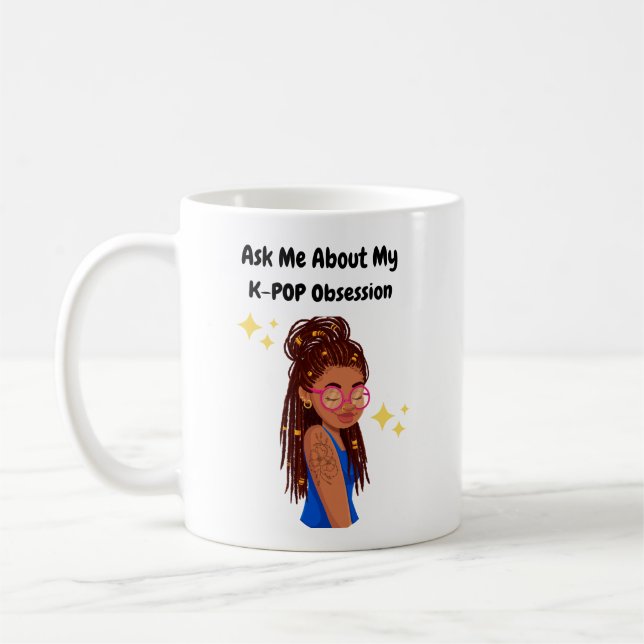 Caneca De Café Pergunte-me sobre minha obsessão do Pop K (Esquerda)