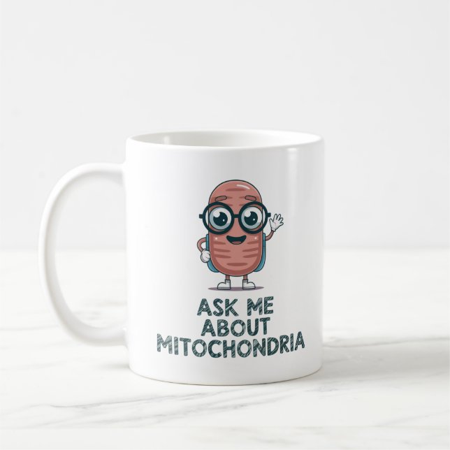 Caneca De Café Pergunte-me sobre Mitocôndrias – Professor de Biol (Esquerda)