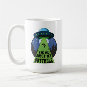 Caneca De Café Pergunte-me sobre o meu OVNI Engraçado de Abdução